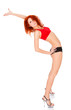 Dancing sporty woman, isolated on white background