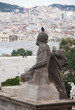 Statue auf dem Montjuic, Blick auf die Stadt Barcelona, Spanien