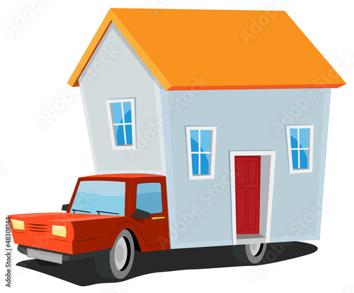 Vector: Small House On Delivery Truck Small House On Delivery Truck