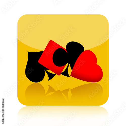 Illustration: Gambling icon with playing card suits Gambling icon with playing card suits