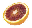 Blood Orange Slice on a White Background