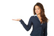 Woman showing your product
