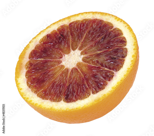 Photo: Blood Orange Slice on a White Background Blood Orange Slice on a White Background