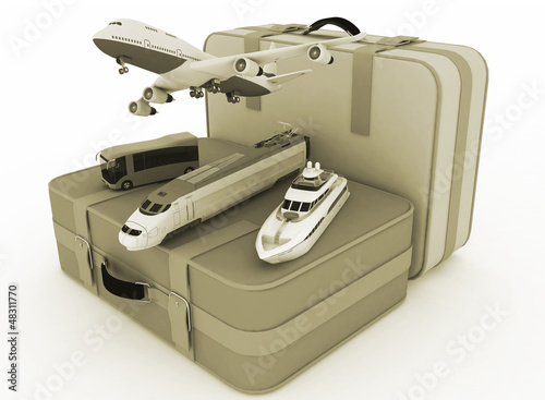 Illustration: concept of transport for trips. 3d render illustration concept of transport for trips. 3d render illustration
