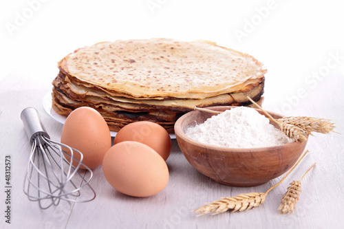 Photo: baking ingredient and crepes baking ingredient and crepes