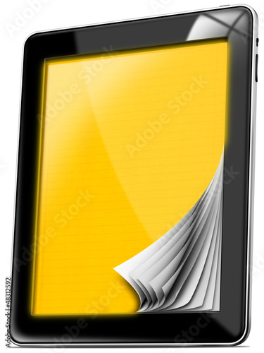 Illustration: Tablet Computer with Yellow Pages Tablet Computer with Yellow Pages