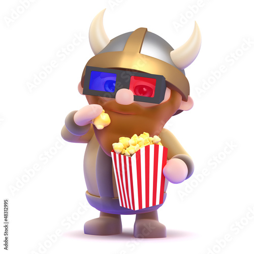Illustration: Viking eats popcorn at the movies Viking eats popcorn at the movies