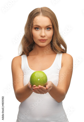Photo: woman with green apple woman with green apple
