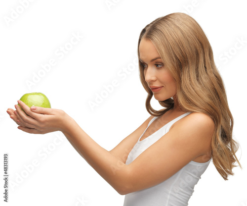 Photo: woman with green apple woman with green apple