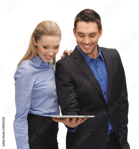 Photo: man and woman with tablet pc man and woman with tablet pc