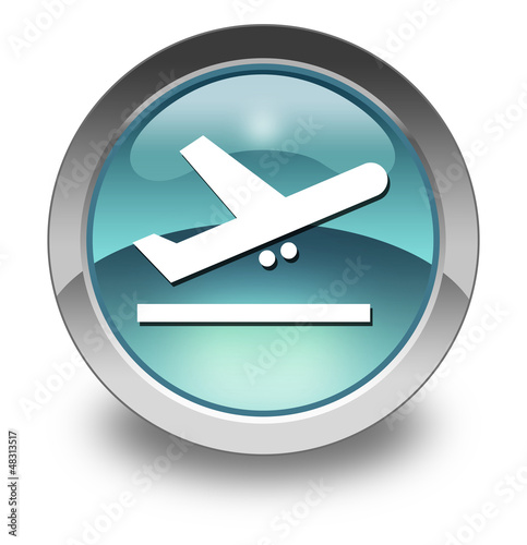 Illustration: Light Blue Glossy Pictogram "Airport Departures" Light Blue Glossy Pictogram "Airport Departures"