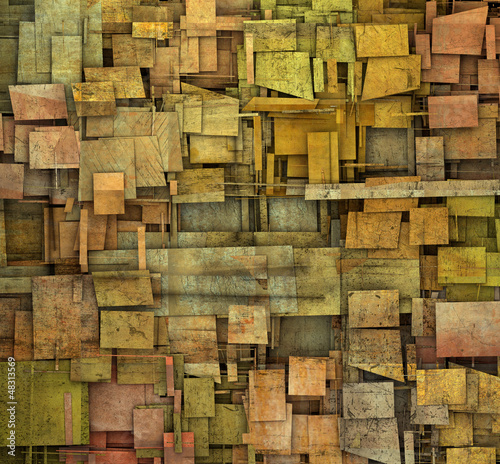 Illustration: fragmented orange,pink and yellow square tile grunge pattern bac fragmented orange,pink and yellow square tile grunge pattern bac