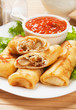 Egg rolls filled with vegetables