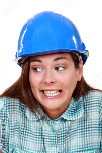 Photo: A wrongful female construction worker. A wrongful female construction worker.
