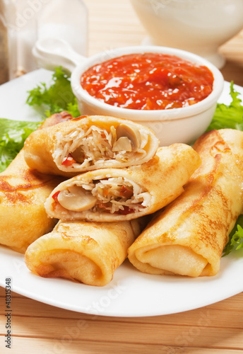 Photo: Egg rolls filled with vegetables Egg rolls filled with vegetables