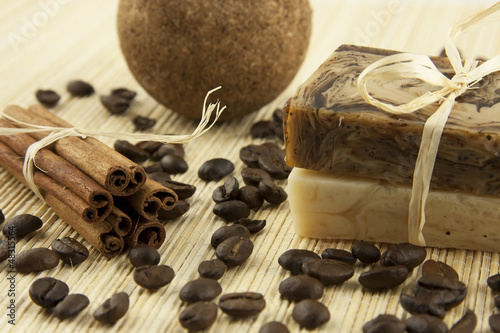 Photo: spa still life with natural soap and salt ball spa still life with natural soap and salt ball