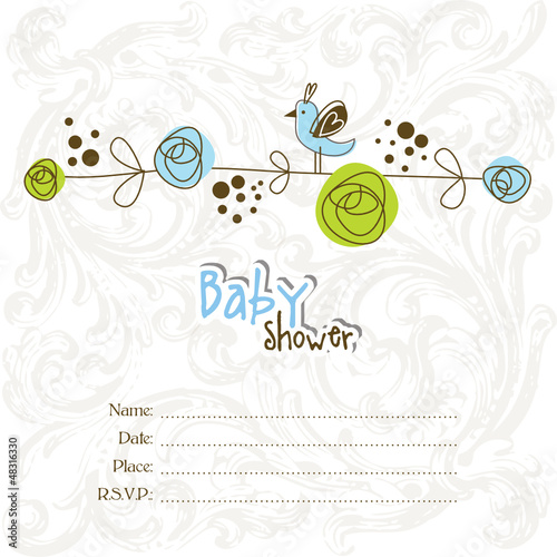 Vector: Baby shower invitation with copy space Baby shower invitation with copy space