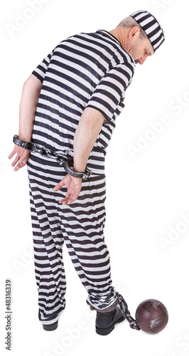 Photo: prisoner on white - view from behind prisoner on white - view from behind