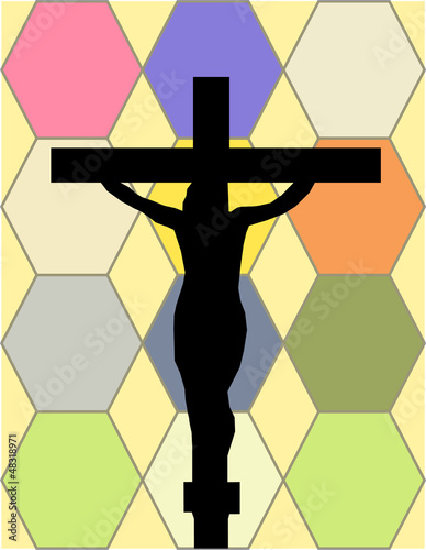 Vector: White Cross on The Color Wall of the Temple White Cross on The Color Wall of the Temple