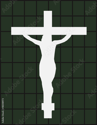 Vector: White Cross on The Color Wall of the Temple White Cross on The Color Wall of the Temple