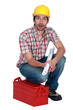 Astonished laborer