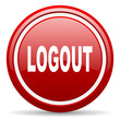 logout red glossy icon on white background