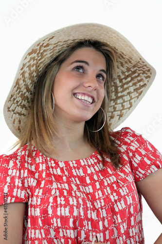 Photo: Portrait of a little girl smiling dreamily Portrait of a little girl smiling dreamily