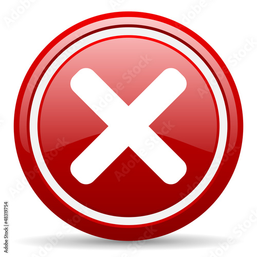 Illustration: cancel red glossy icon on white background cancel red glossy icon on white background