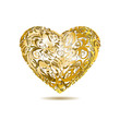 Vector: Gold Openwork Floral Heart Gold Openwork Floral Heart