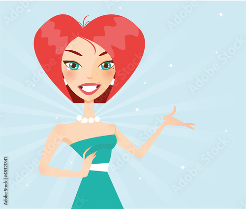 Vector: vector illustration of cute redhead woman presentation vector illustration of cute redhead woman presentation