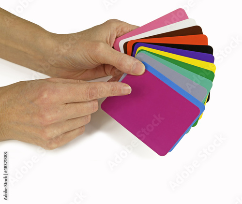 Photo: Colour Therapist with colour diagnosis cards Colour Therapist with colour diagnosis cards