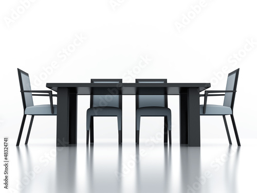 Illustration: dining group with a table and chairs on a white background dining group with a table and chairs on a white background