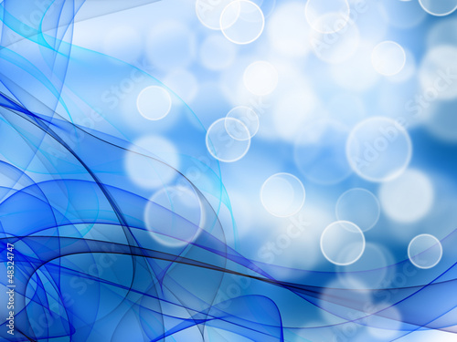 Illustration: Smooth waves from tones of blue on a white background Smooth waves from tones of blue on a white background