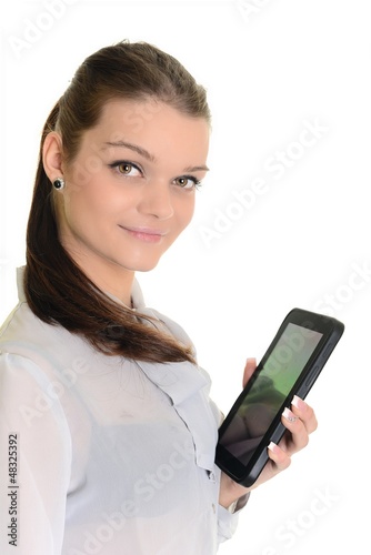 Photo: Jeune femme avec une tablette informatique Jeune femme avec une tablette informatique