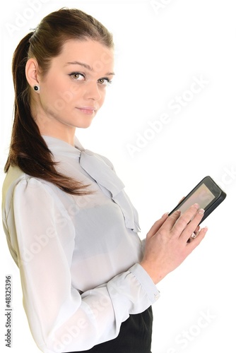 Photo: Jeune femme avec une tablette informatique Jeune femme avec une tablette informatique