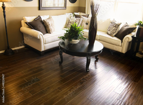Photo: Hard wood flooring in living room area Hard wood flooring in living room area