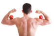Photo: Athletic sexy male body builder holding red apple Athletic sexy male body builder holding red apple