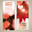 Beautiful greeting cards with red bows and copy space. Valentine