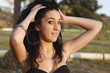 young brunette woman outdoor