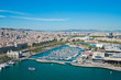 Aerial view of the Harbor district in Barcelona, Spain