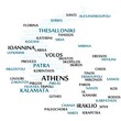 Greece map made from cities with the country name as background