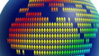 Rainbow world globe made of  people. last 400 frames loop.