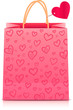 Valentines day rose paper shopping bag with heart pattern
