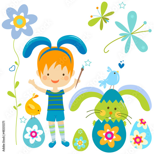 Vector: little boy in bunny costume little boy in bunny costume