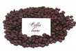 Paper card on coffee beans