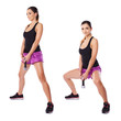 Photo: Female athlete working with dumbbells Female athlete working with dumbbells
