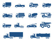 Trucks icons set. Vector silhouettes of vehicles