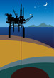 Sea Oil Rig Drilling Platform, vector