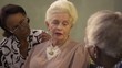 Video: Group of elderly black and caucasian women talking in park Group of elderly black and caucasian women talking in park