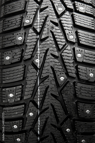Photo: protector and snow spikes of winter tire protector and snow spikes of winter tire